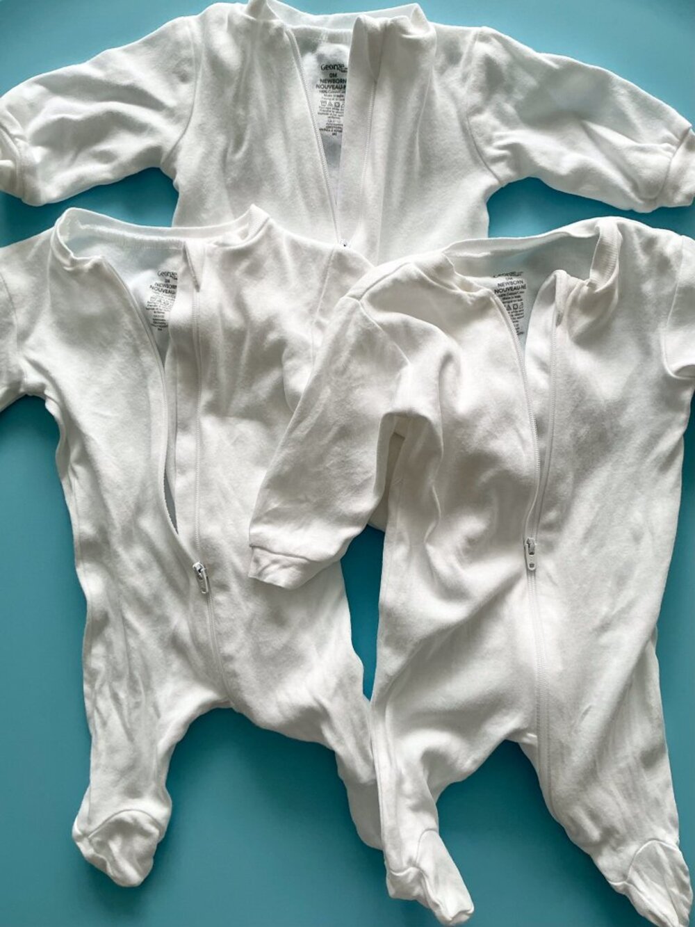 3 Pack Newborn White Cotton Sleeper